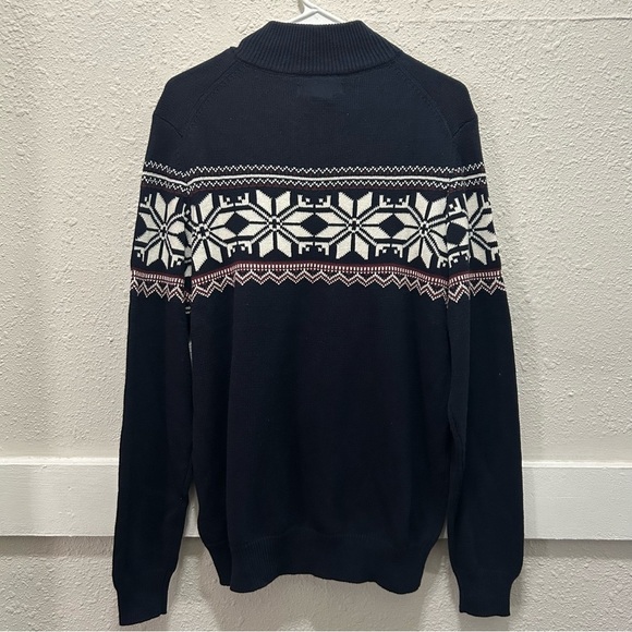 Aspen Navy Knit Quarter Zip Snowflake Pullover NWT Medium - Picture 5 of 5